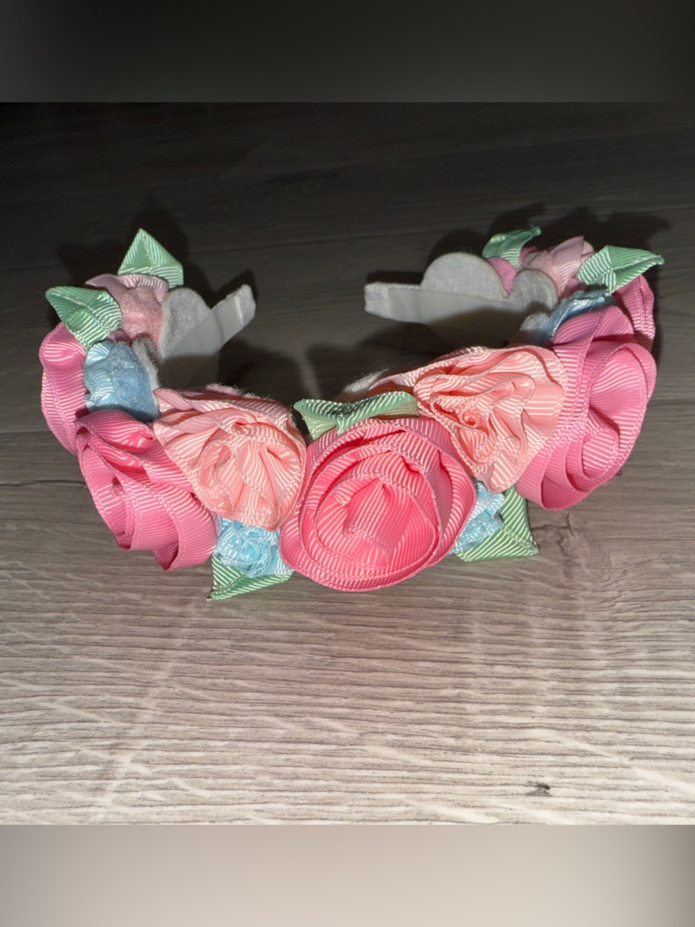 Janie and Jack Pink & Peach Floral Ribbon Headband